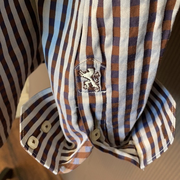 Bugatchi long sleeve casual button down shirt size large blue,brown - Picture 5 of 8